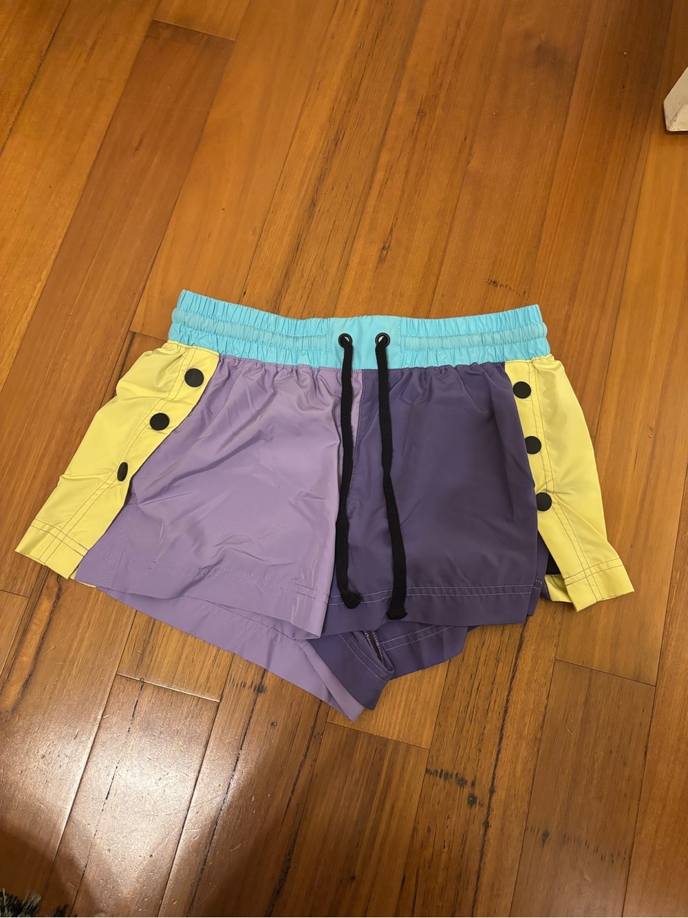 Colorblock Girls' Athletic Shorts - Lavender, Purple & Yellow